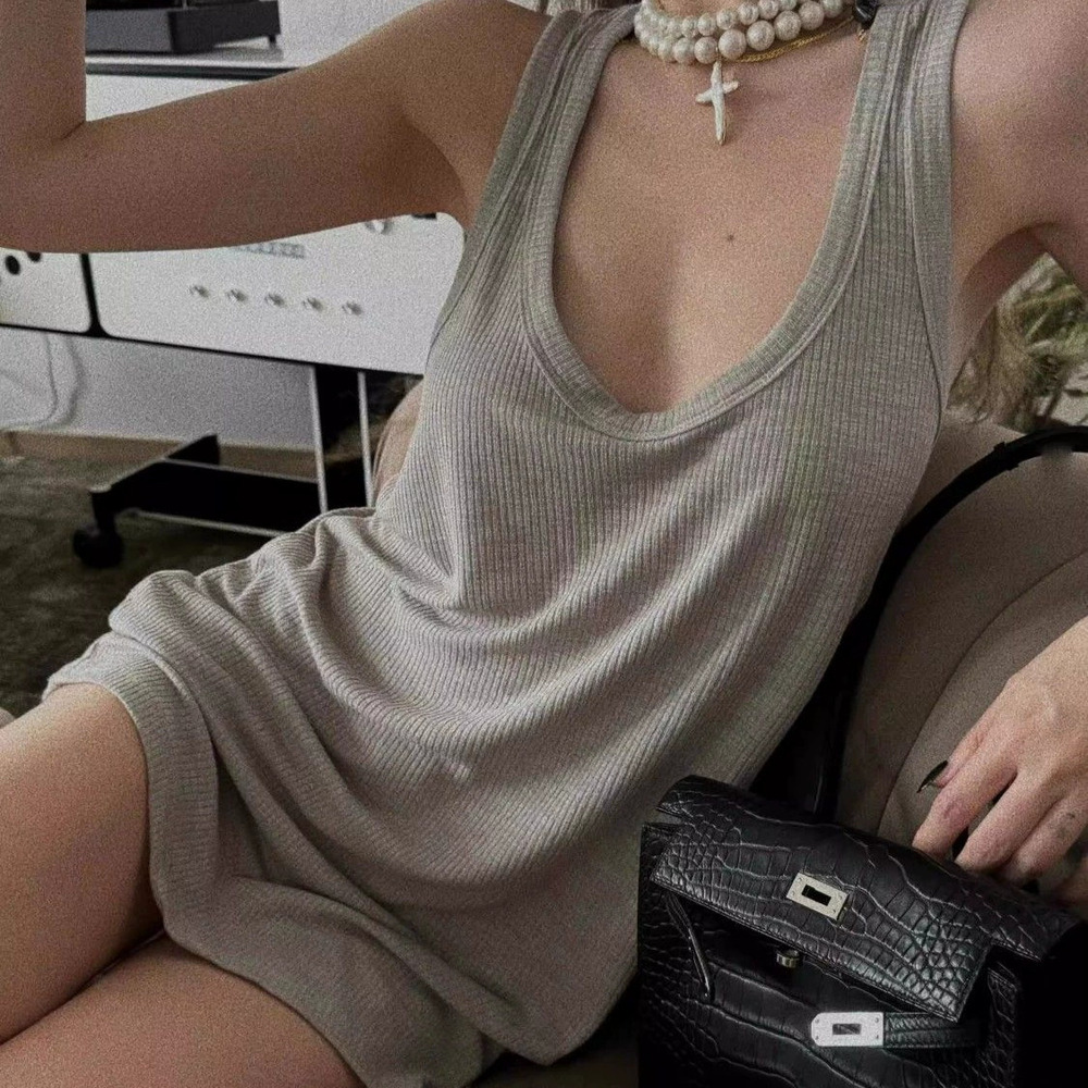 Zara Grey Girl Sleeveless Tank Dress Loose Midi Casual